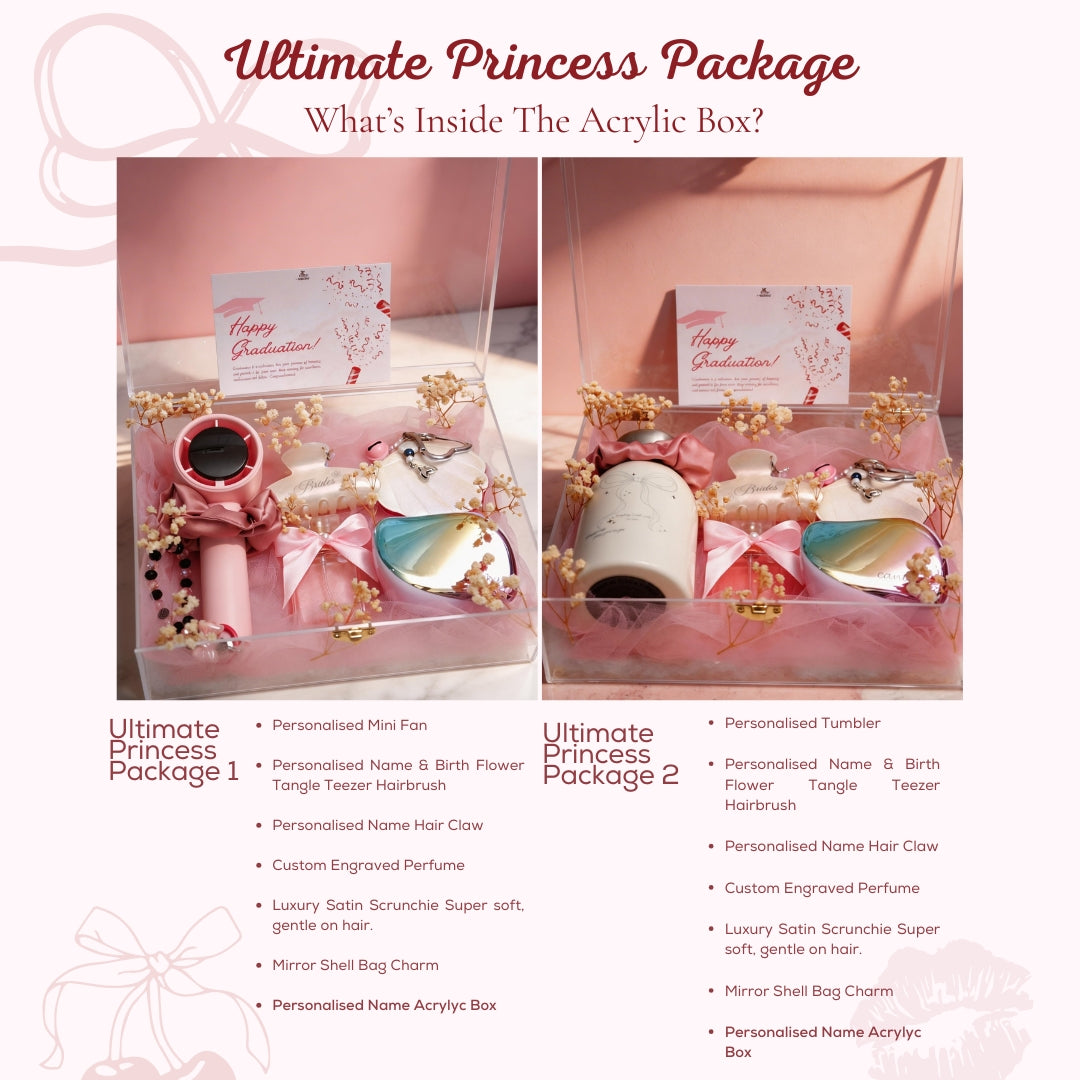 Mini Fan & Tumbler Ultimate Princess Package Personalised Acrylic Box