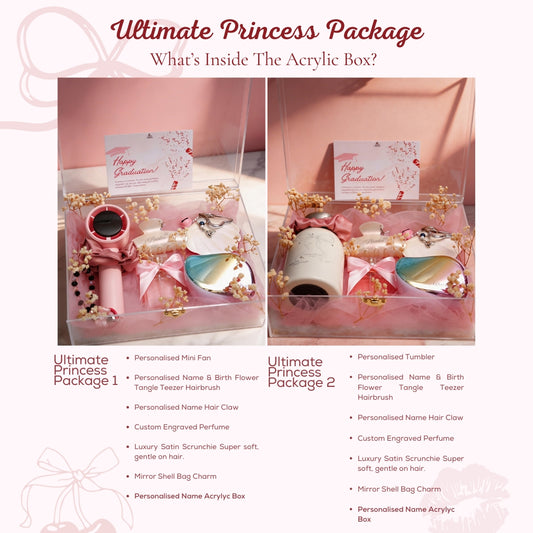 Mini Fan & Tumbler Ultimate Princess Package Personalised Acrylic Box